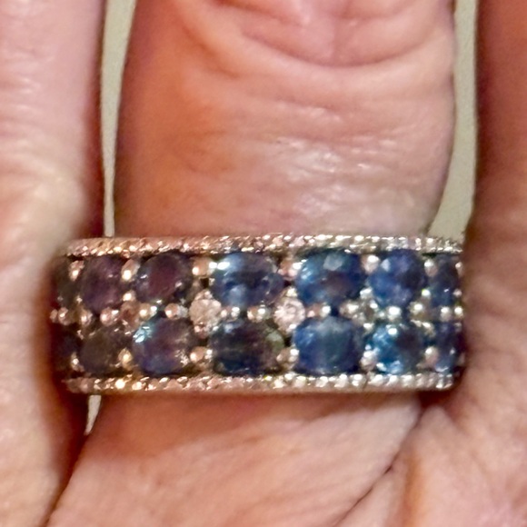 Kanchanaburi Blue Sapphire Zircon Ring in Platinum Over Sterling Silver 3.50 ctw - Picture 4 of 11